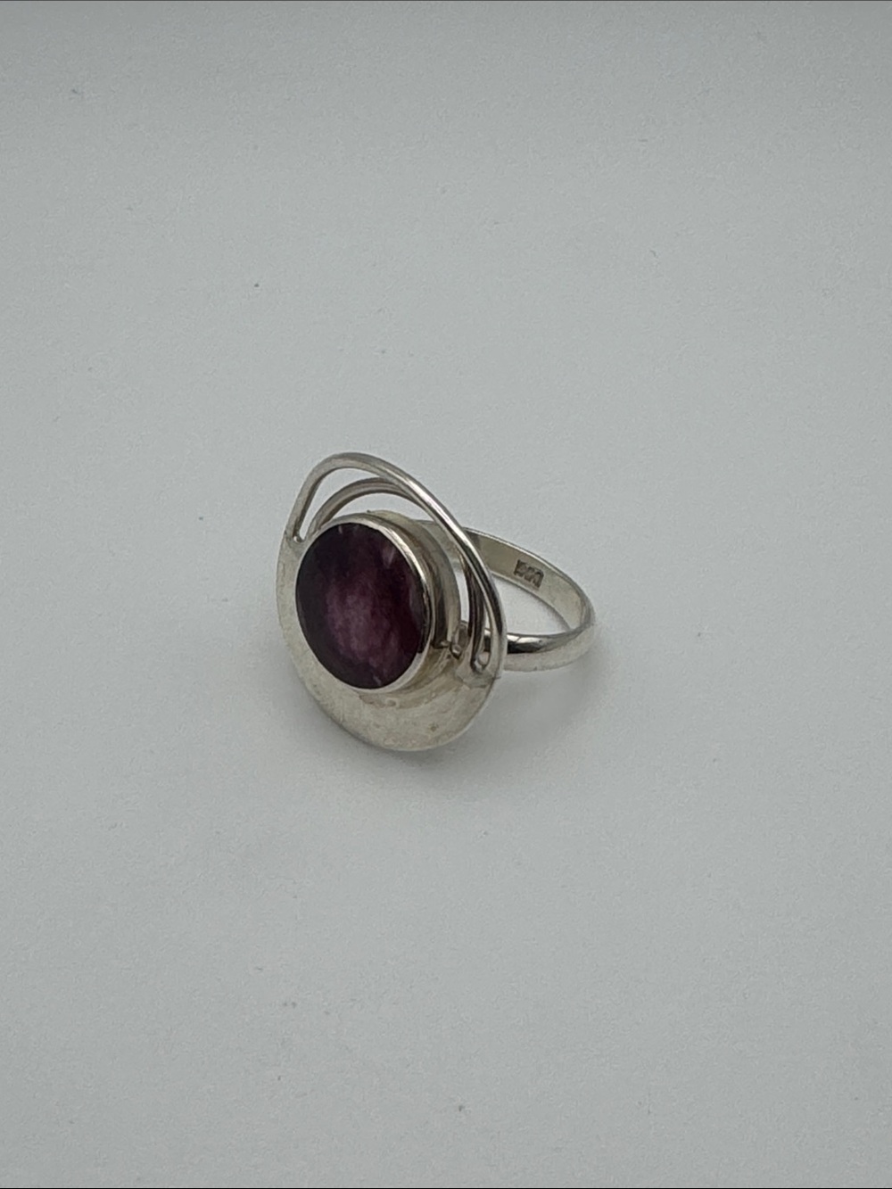 950 Silver Ring with Deep Purple Stone